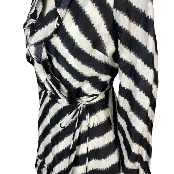 Aje. Tablas Mini Ruffles Striped Mini Wrap Dress Size 8 - Picture 6 of 13